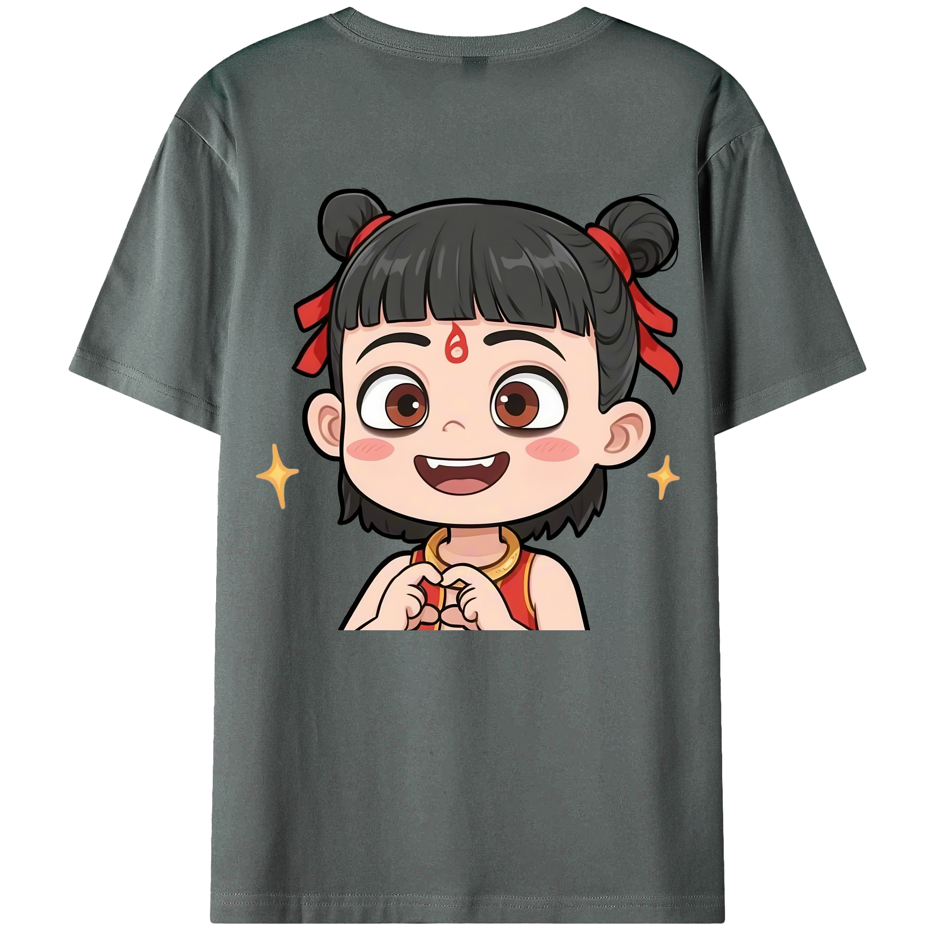 （画像用） Ne Zha 2 ナタ 魔童の大暴れ 綿100％半袖Tシャツ（背面プリント）
